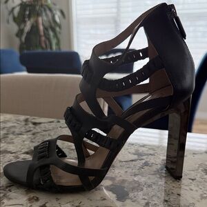 BCBG Elegant Black Strappy Heels
